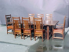 Inlaid dining chairs shown with conference table.